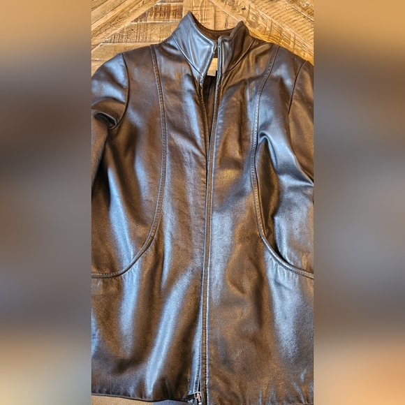 Worthington Genuine Lambskin Leather Jacket Size Medium Black Y2K - Picture 11 of 11